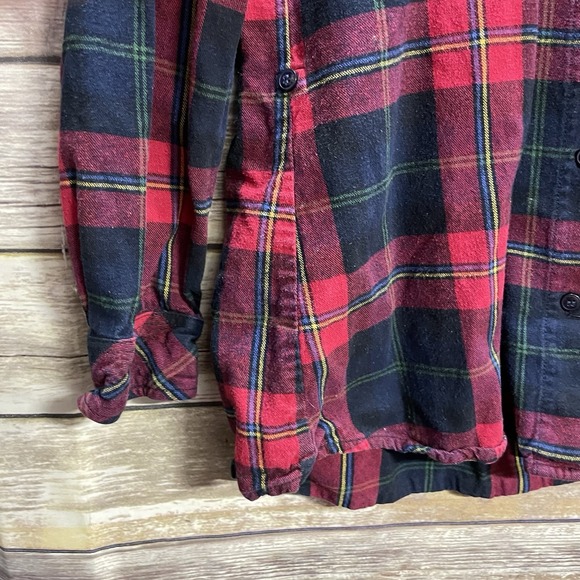 Matchstick Red Green Blue Checkered Flannel Women's Medium Thick Long Sleeve - Picture 5 of 5